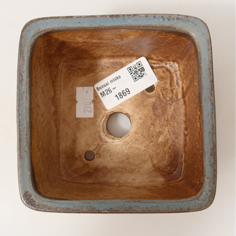 Vaso da bonsai in ceramica 10,5 x 10,5 x 7 cm, colore blu