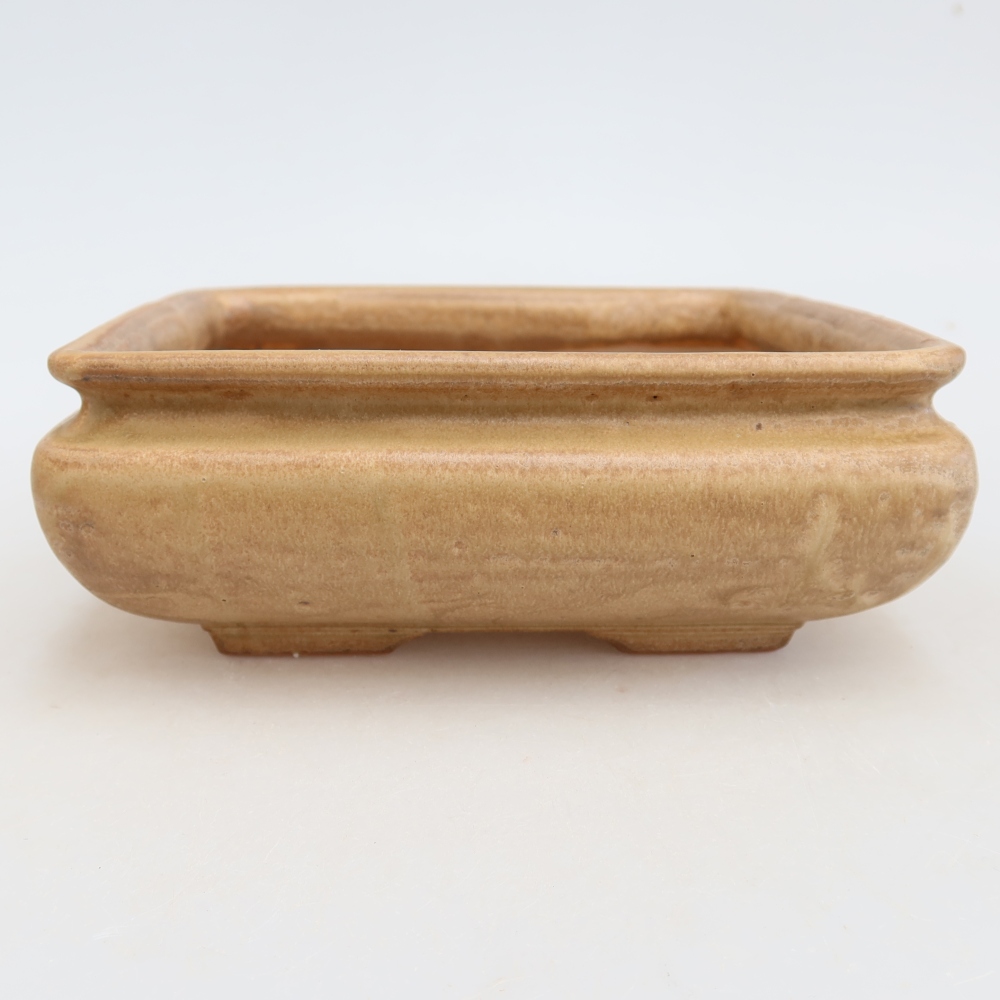 Vaso da bonsai in ceramica 15,5 x 15,5 x 6 cm, colore beige