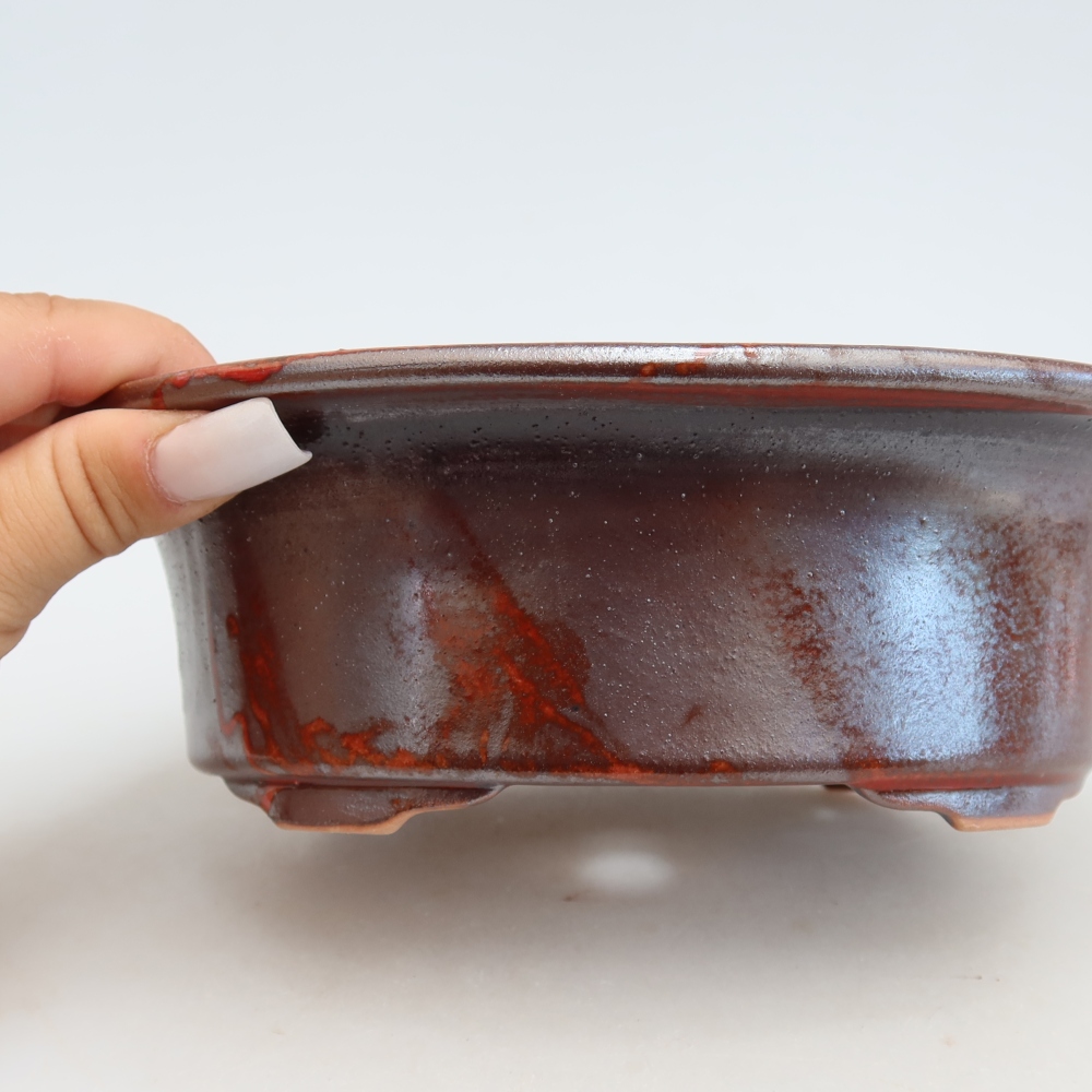 Vaso da bonsai in ceramica 19,5 x 15,5 x 6,5 cm, colore metallizzato