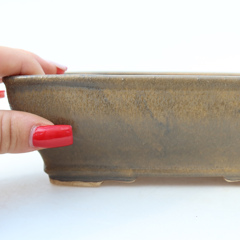Vaso da bonsai in ceramica 18,5 x 15,5 x 6 cm, colore marrone