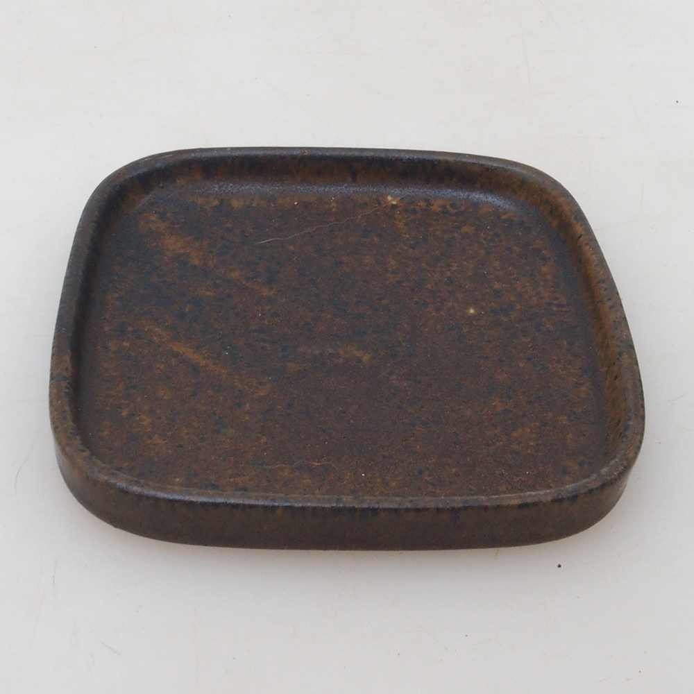 Piattino bonsai quadrato 9 x 9 x 1 cm - marrone