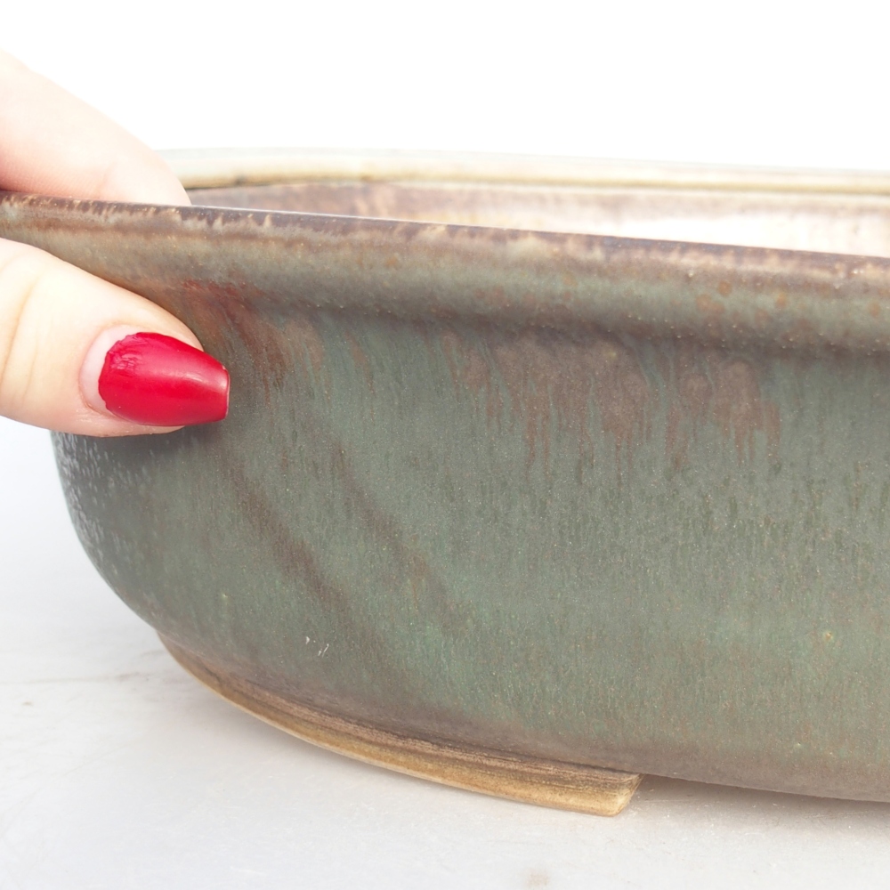 Ciotola per bonsai in ceramica 32,5 x 28,5 x 7,5 cm, verde