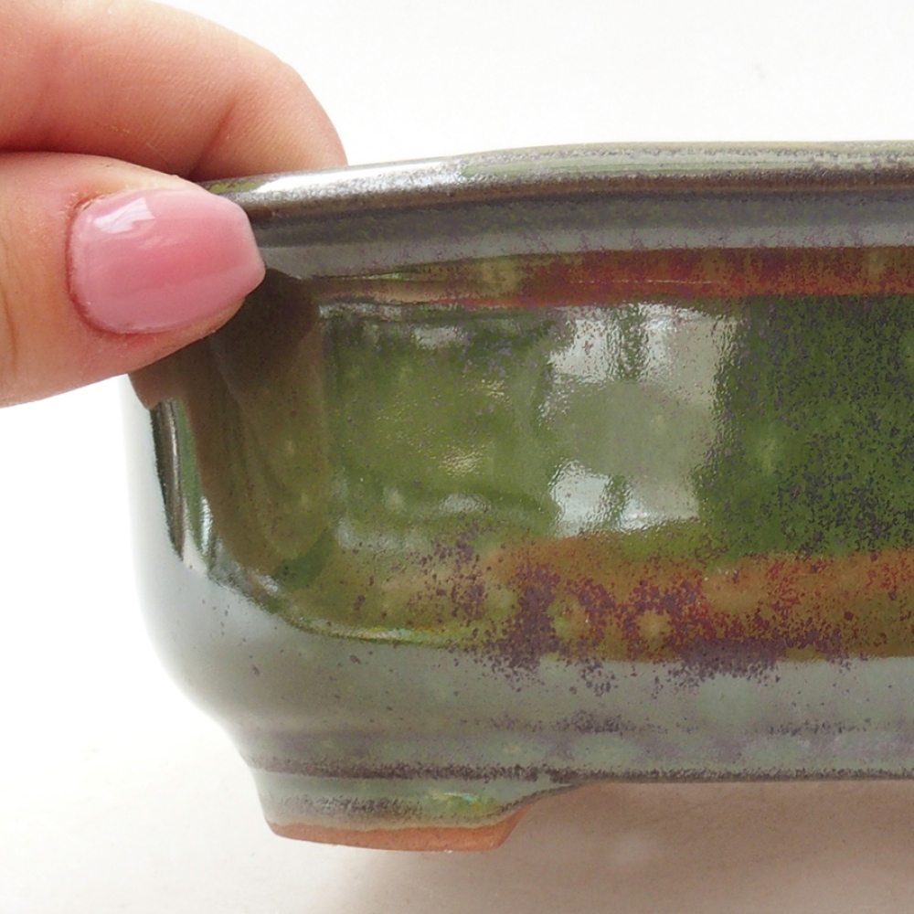 Ciotola per bonsai in ceramica 15,5 x 12 x 5,5 cm, verde