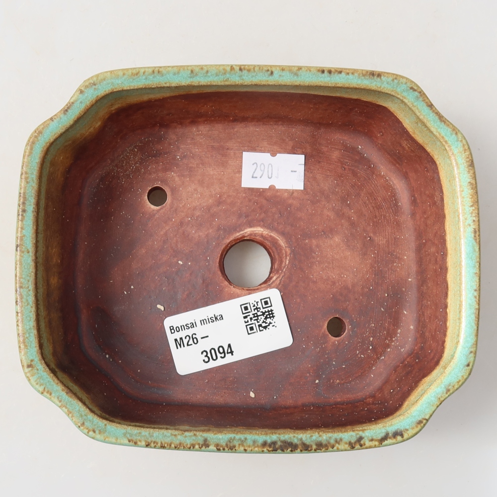 Vaso da bonsai in ceramica 13,5 x 11,5 x 4 cm, colore verde