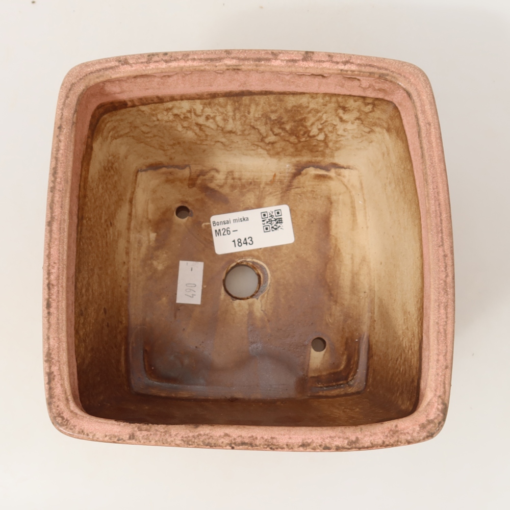 Vaso da bonsai in ceramica 16 x 16 x 10 cm, colore rosa