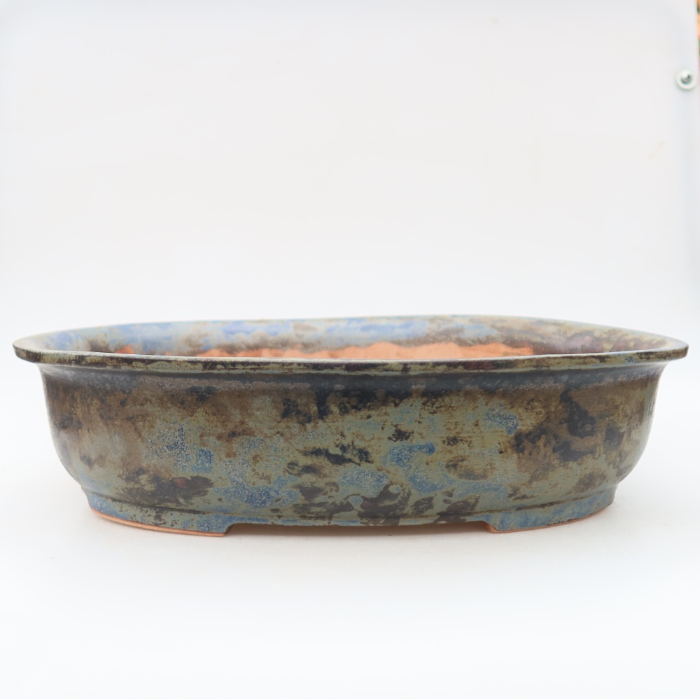 Vaso per bonsai in ceramica 36 x 28 x 8,5 cm, colore marrone-blu