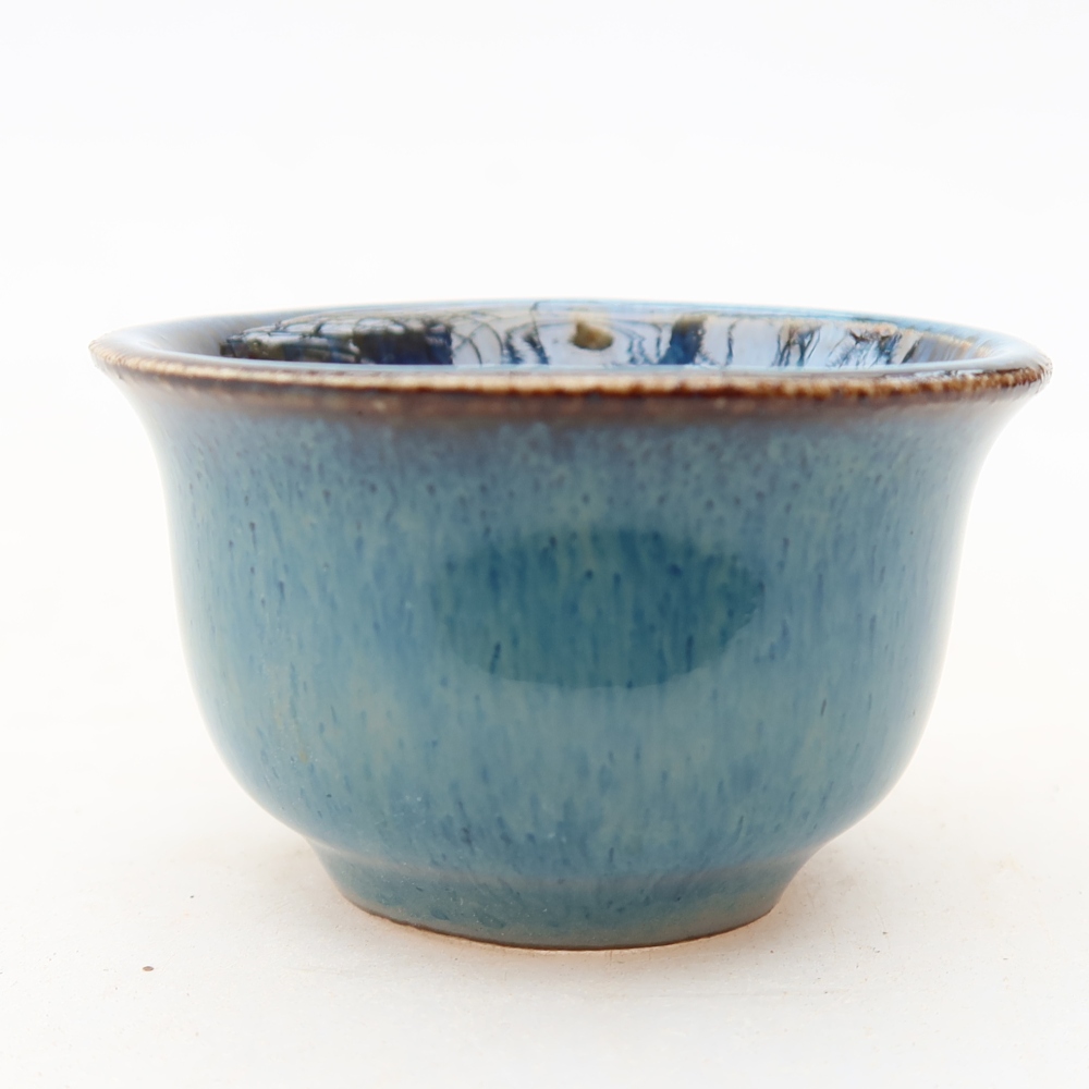 Vaso per bonsai in ceramica 5,5 x 5 x 3 cm, colore blu