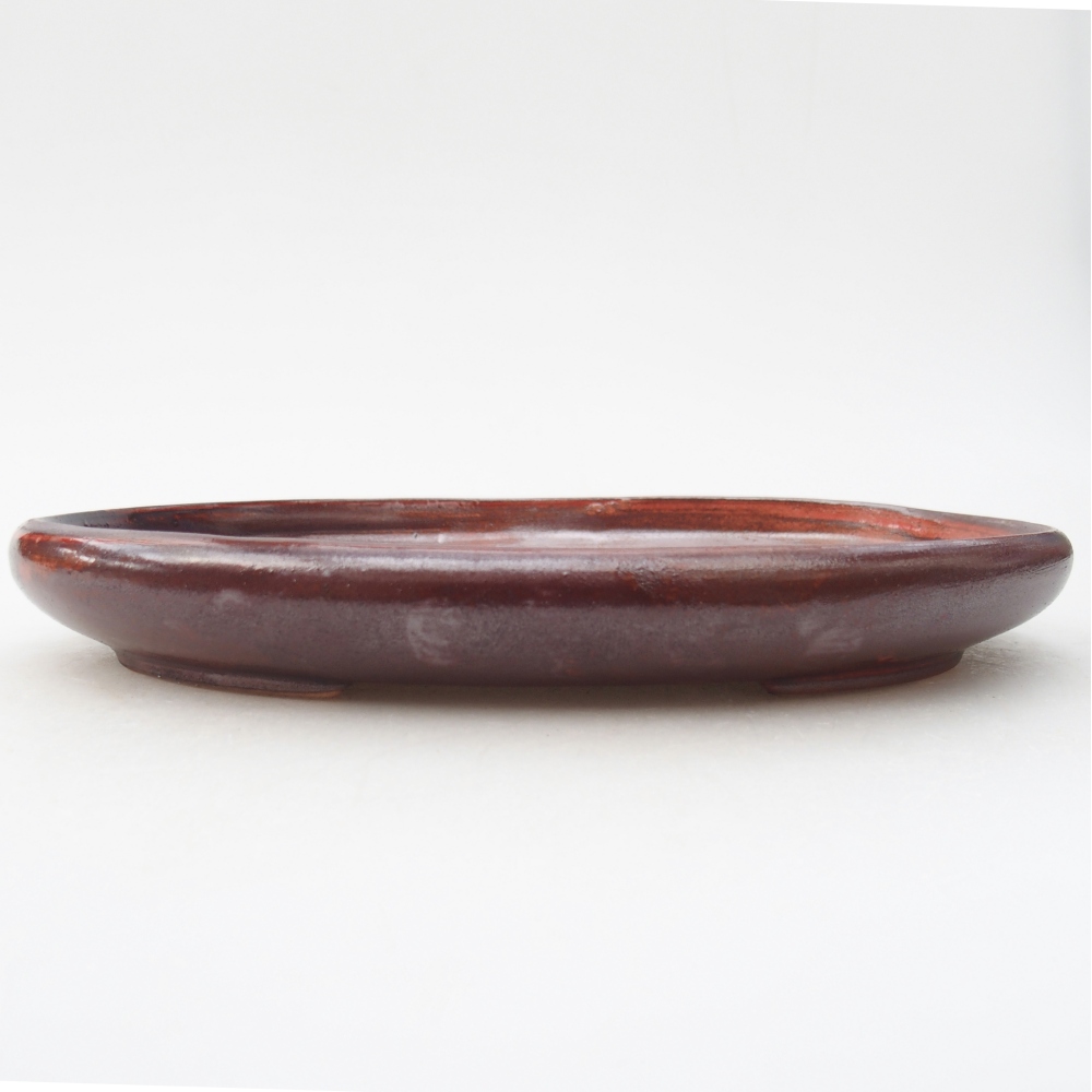 Ciotola per bonsai in ceramica 22,5 x 16,5 x 3 cm, colore rosso-marrone