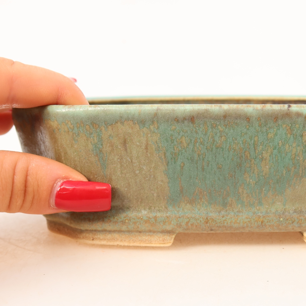 Ciotola per bonsai in ceramica 17,5 x 14,5 x 5 cm, verde