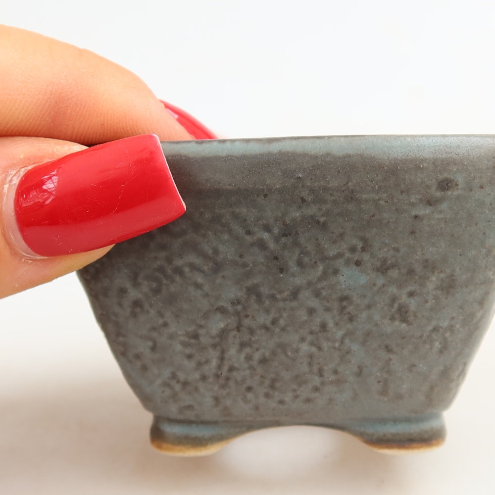 Vaso da bonsai in ceramica 6 x 6 x 4 cm, colore blu