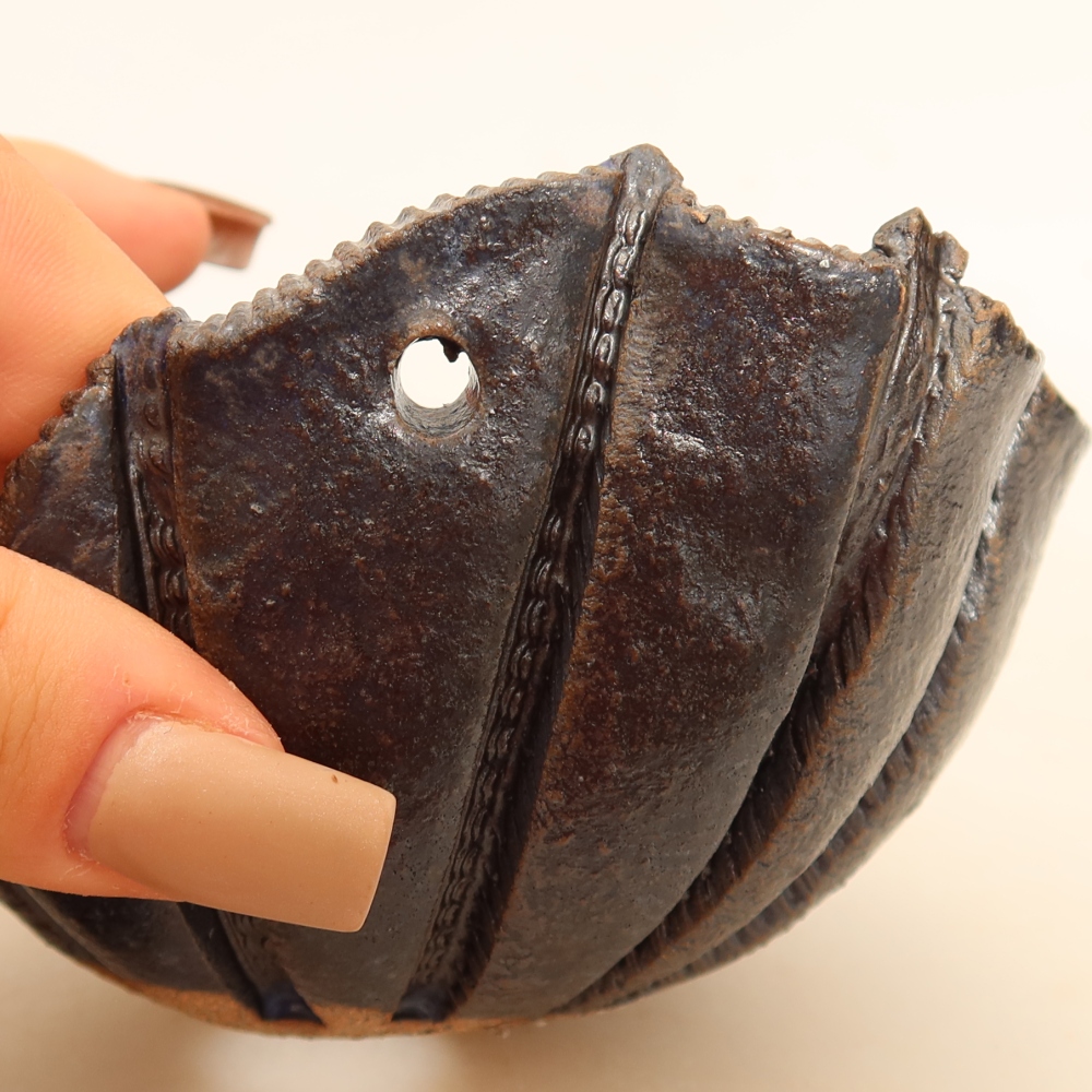 Contenitore in ceramica per kokedama 10,5 x 10 x 7 cm, colore blu