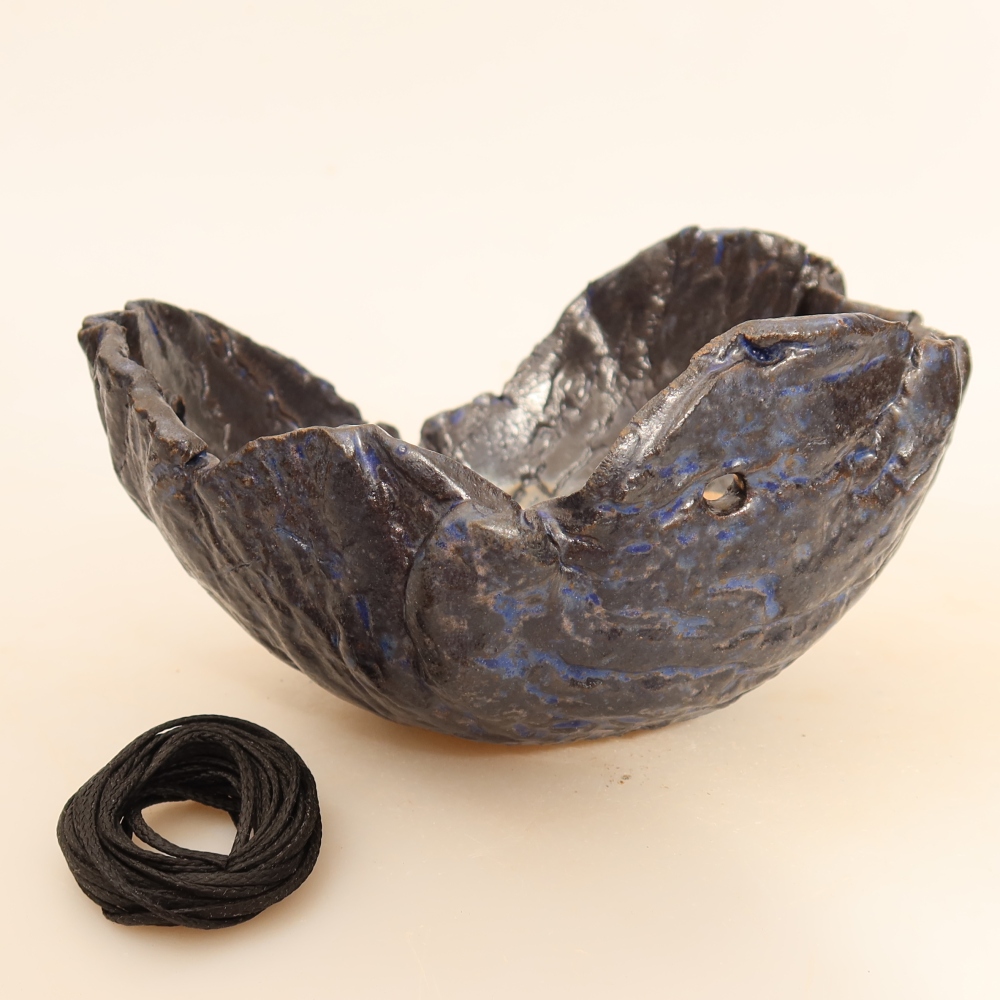 Contenitore in ceramica per Kokedama 14 x 12 x 7 cm, colore blu