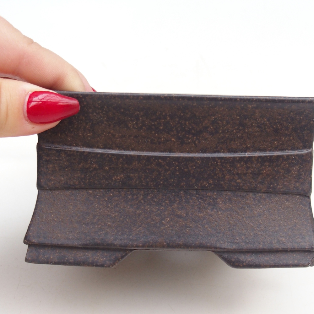 Ciotola per bonsai in ceramica 12 x 12 x 6,5 cm, colore marrone ocra