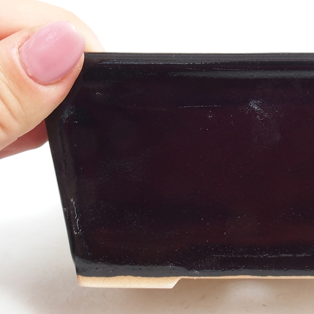 Vaso in ceramica per bonsai 11,5 x 10,5 x 6 cm, colore nero