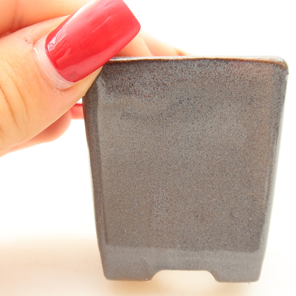 Vaso da bonsai in ceramica 4,5 x 4,5 x 5 cm, colore grigio