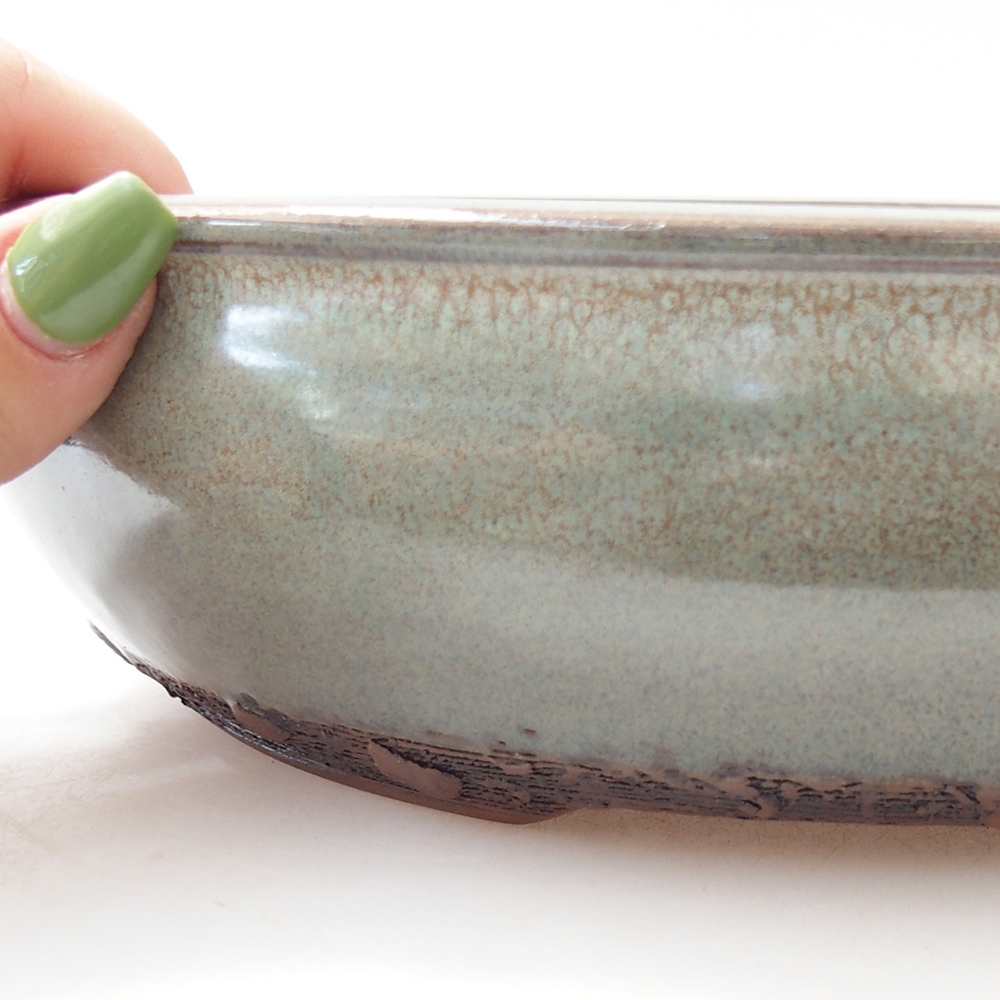 Ciotola per bonsai in ceramica 24,5 x 24,5 x 6,5 cm, verde