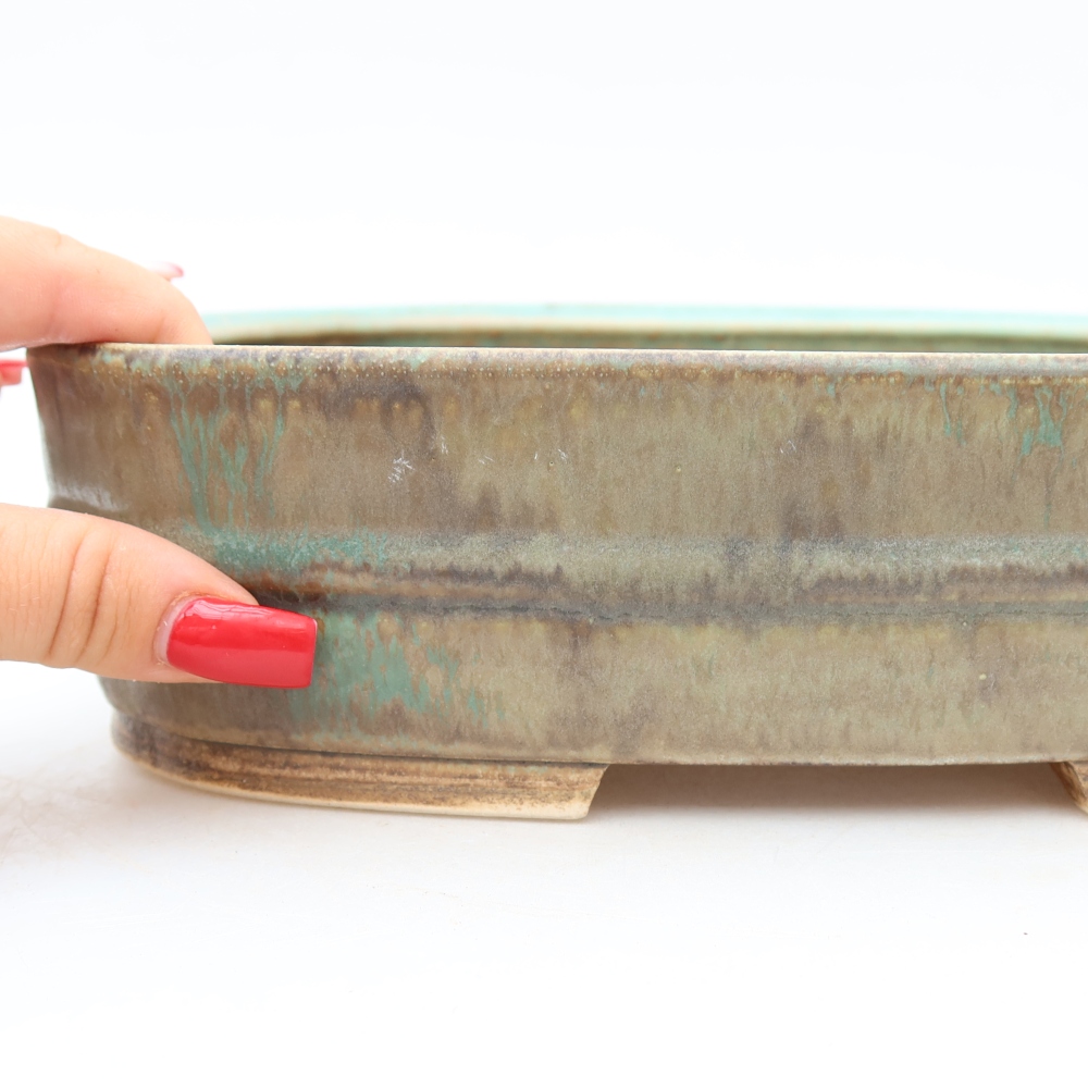 Vaso da bonsai in ceramica 24,5 x 20,5 x 6,5 cm, colore verde