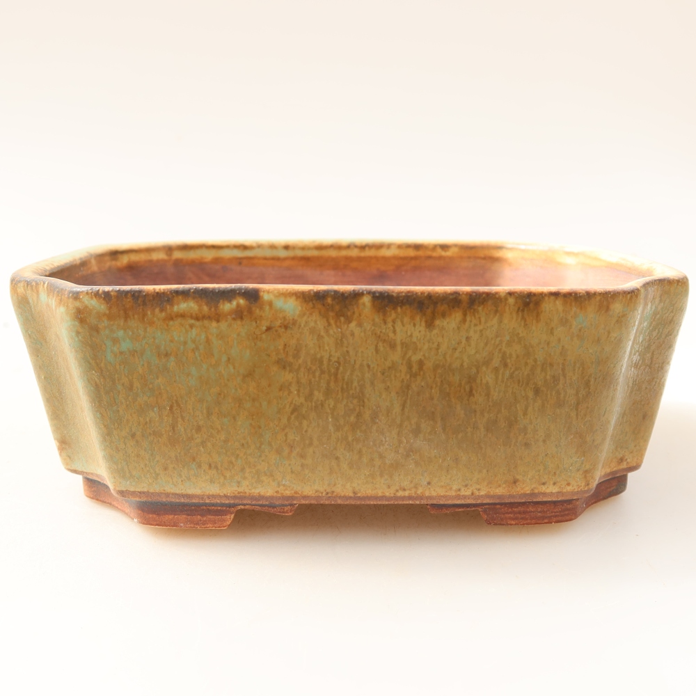Vaso in ceramica per bonsai 14 x 11,5 x 4,5 cm, colore verde