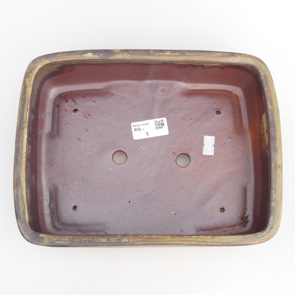 Ciotola per bonsai in ceramica 26,5 x 20,5 x 7 cm, verde