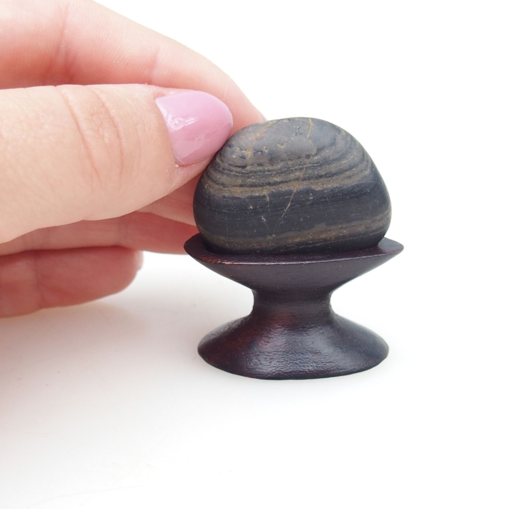 Suiseki - Pietra con DAI (base in legno)