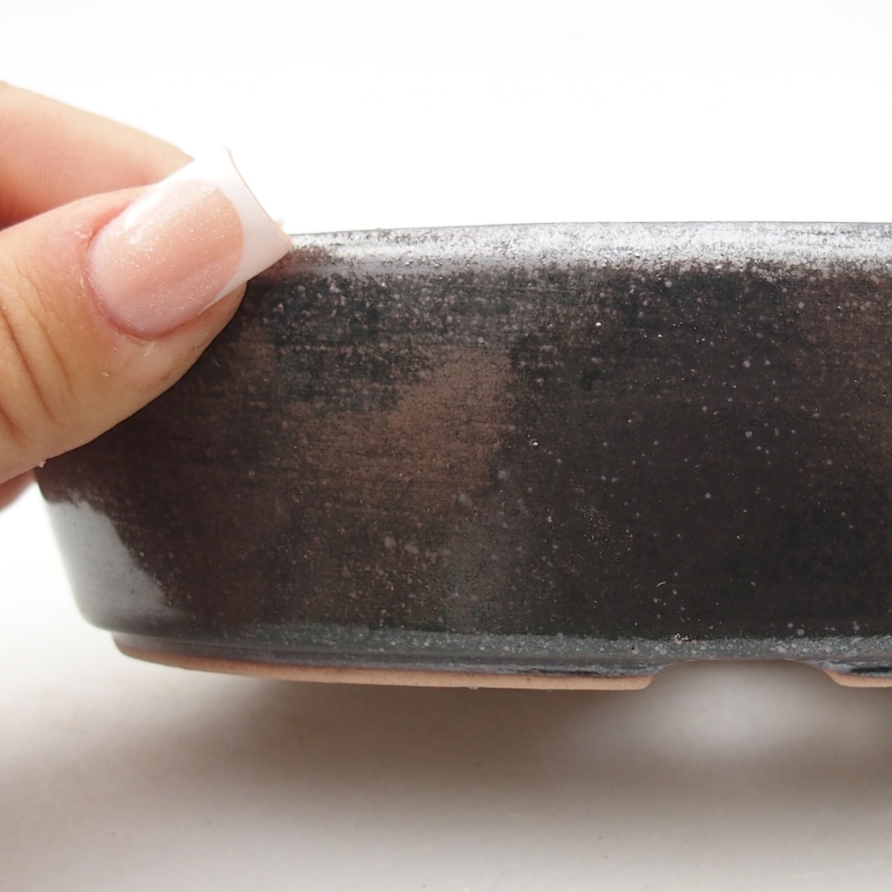 Ciotola bonsai in ceramica 16,5 x 11,5 x 4,5 cm, colore metallo