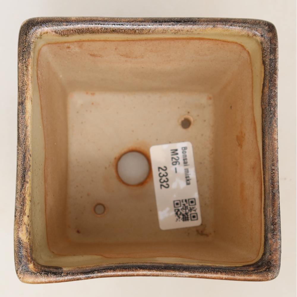 Vaso da bonsai in ceramica 8,5 x 8,5 x 9 cm, colore marrone