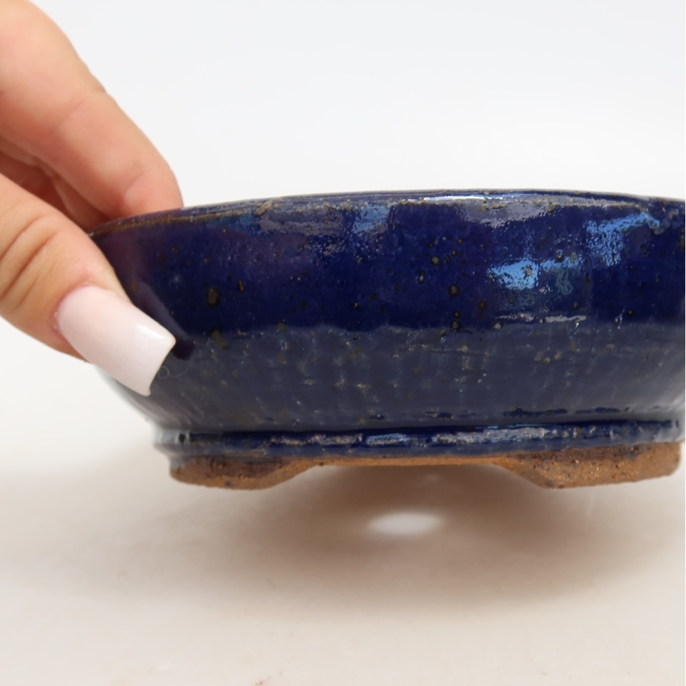 Vaso da bonsai in ceramica 14,5 x 14,5 x 4,5 cm, colore blu