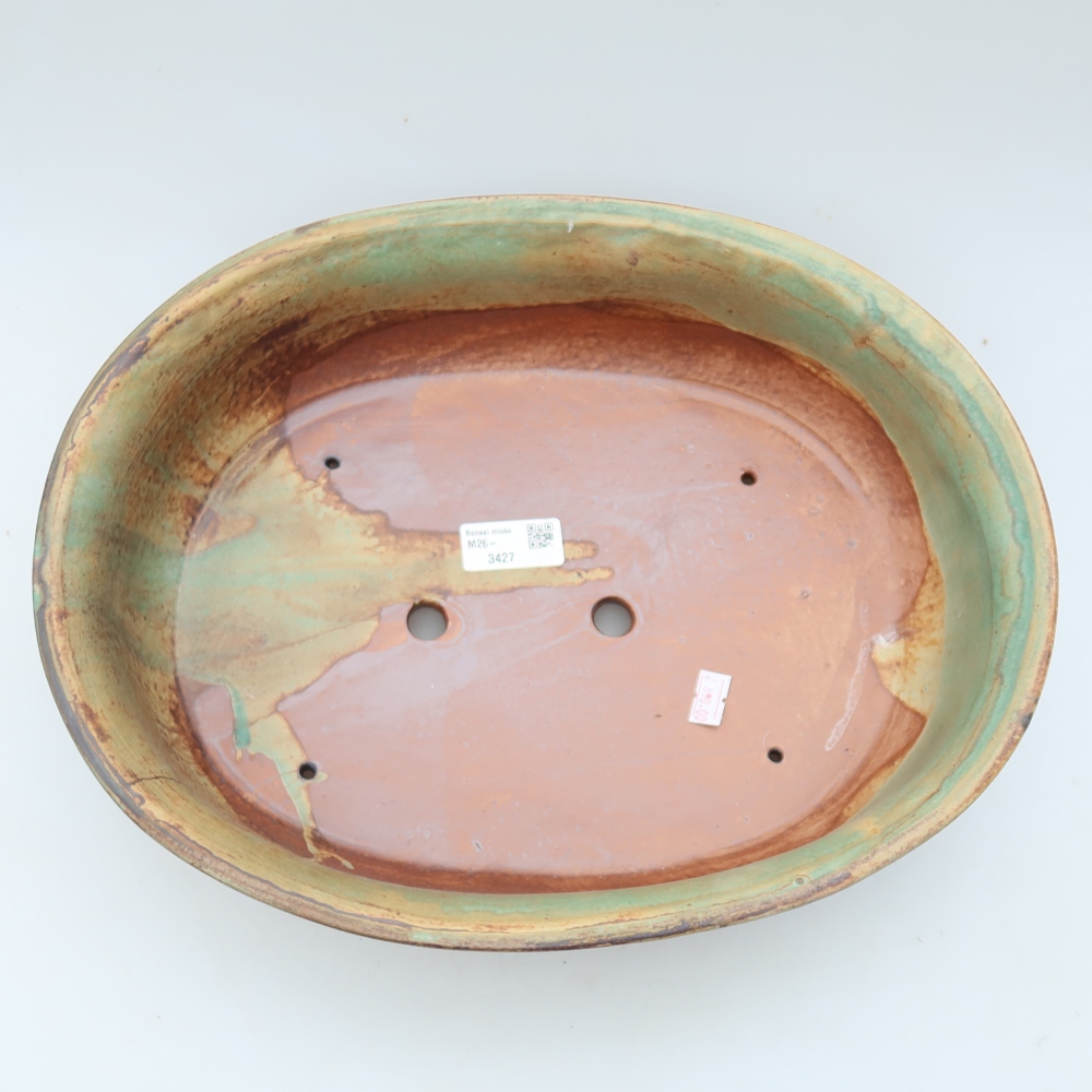 Vaso da bonsai in ceramica 36 x 28 x 8,5 cm, colore verde-marrone
