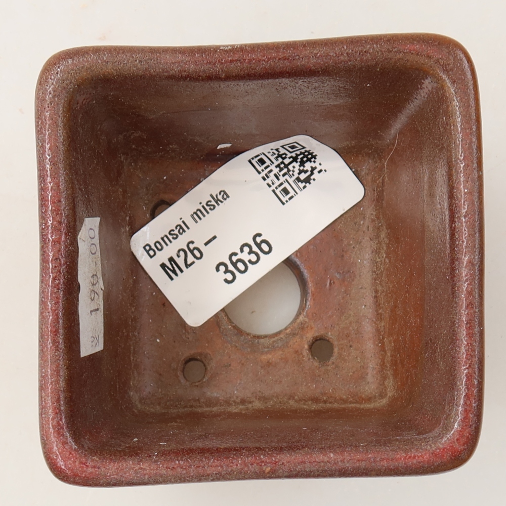 Vaso da bonsai in ceramica 6,5 x 6,5 x 5 cm, colore marrone