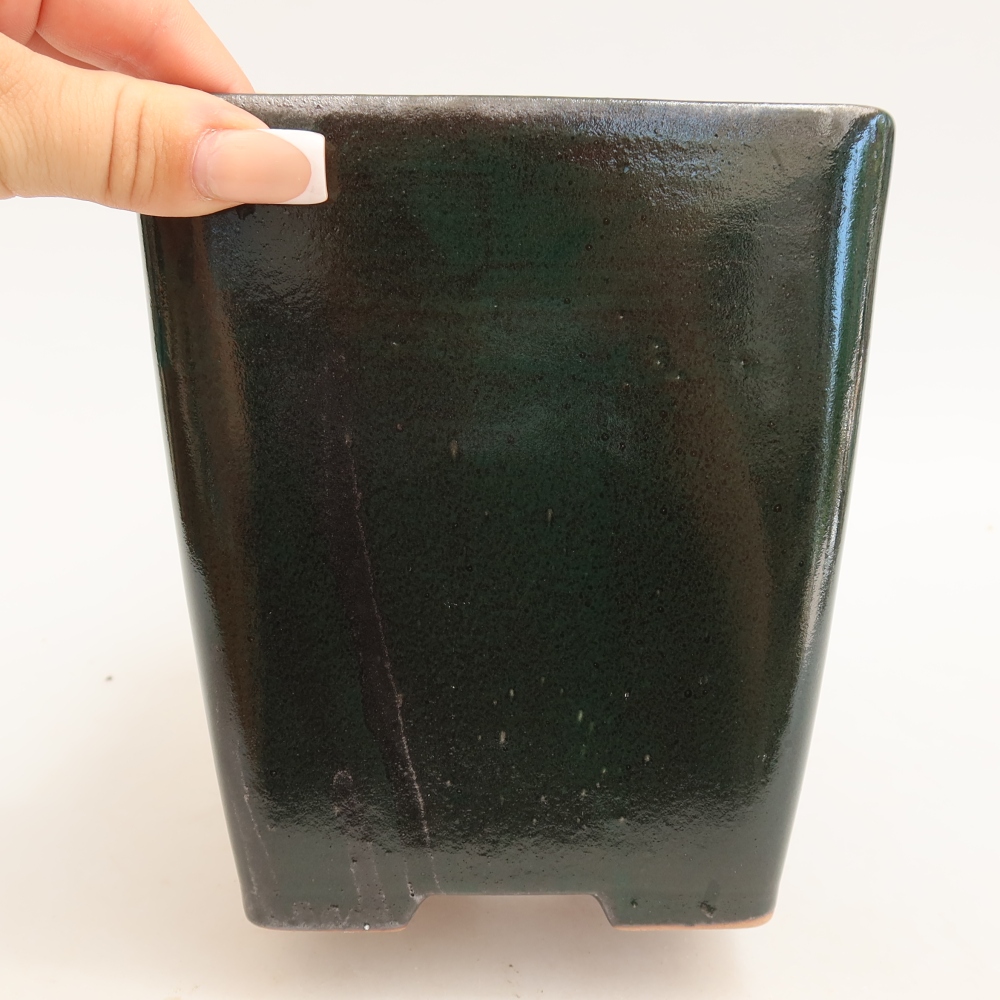 Ciotola per bonsai in ceramica 13,5 x 13,5 x 15 cm, verde