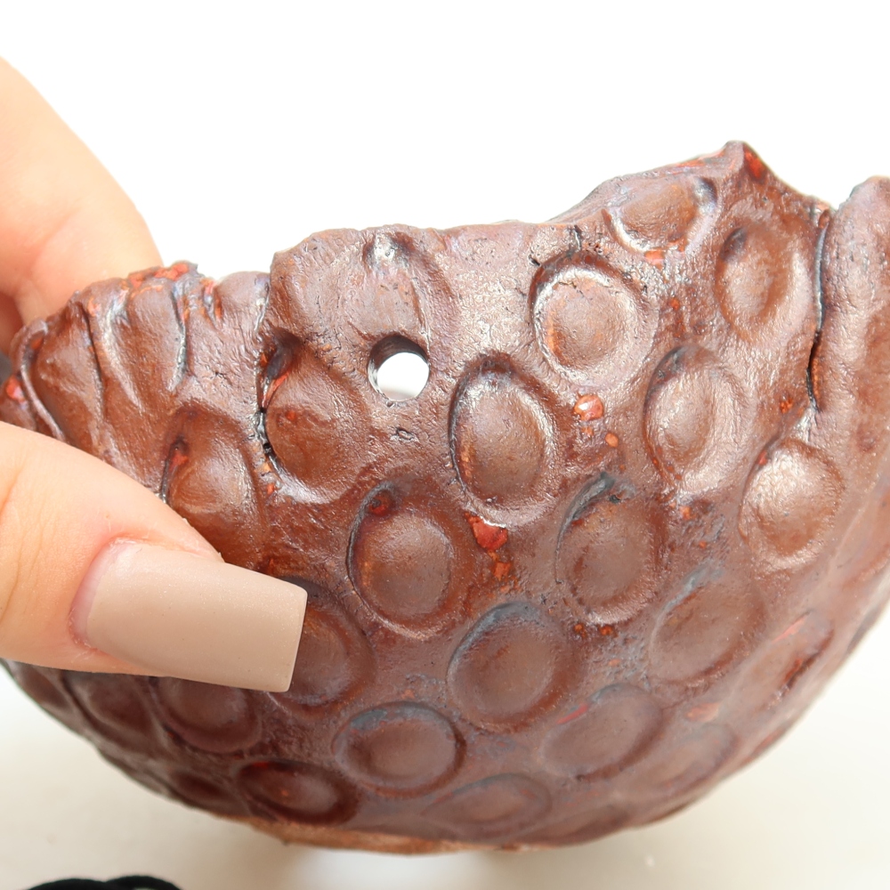 Contenitore in ceramica per Kokedama 13 x 12 x 7,5 cm, colore marrone