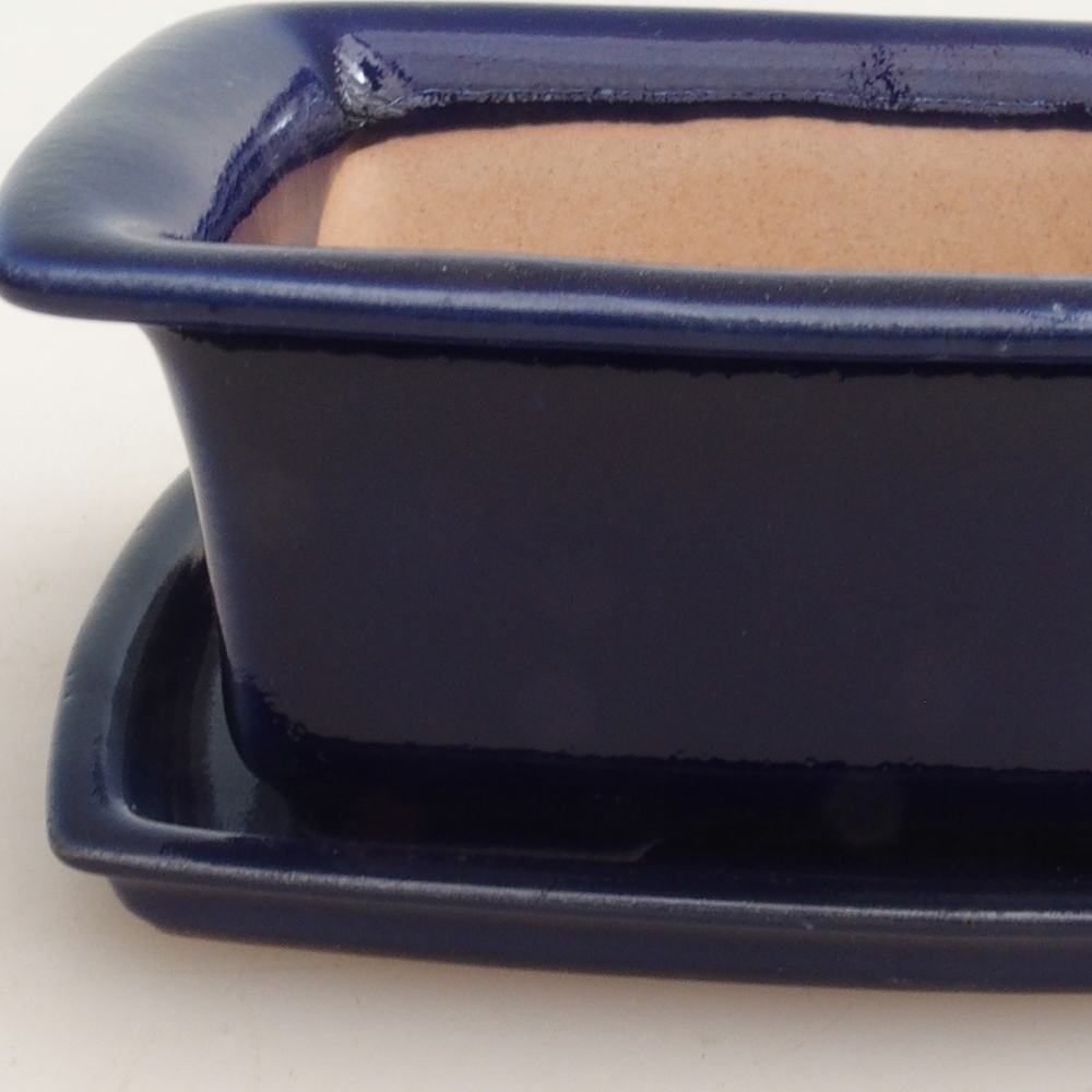 Ciotola bonsai + piattino H11 - 11,5 x 10 x 4 cm - blu