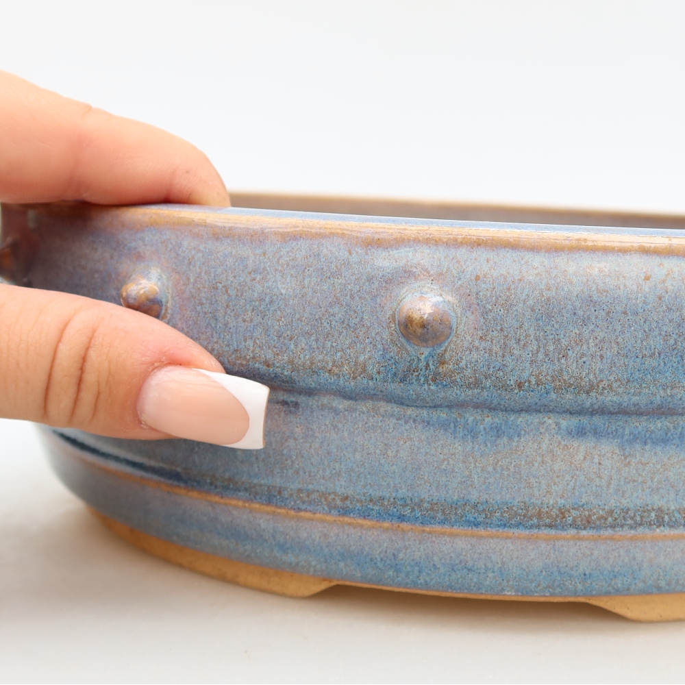 Vaso da bonsai in ceramica 23,5 x 23,5 x 7 cm, colore blu