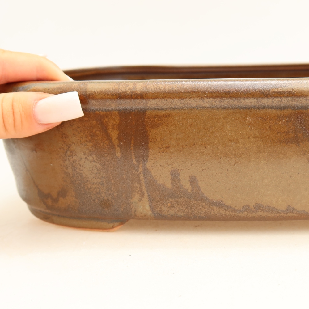 Ciotola per bonsai in ceramica 31,5 x 24 x 8 cm, marrone