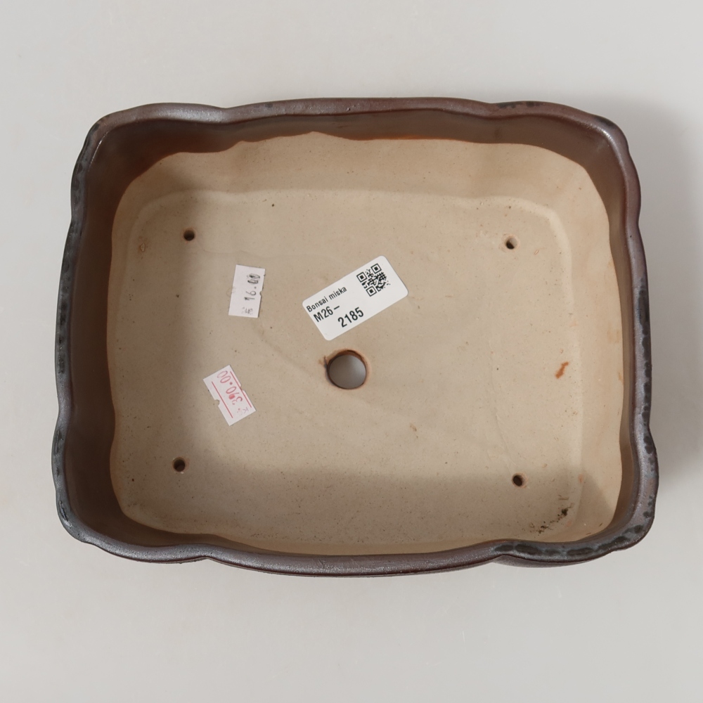 Vaso da bonsai in ceramica 20,5 x 17,5 x 7 cm, colore metallizzato