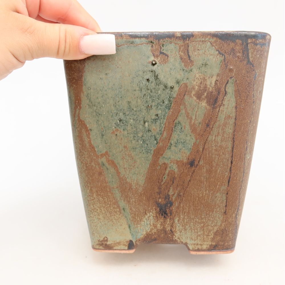 Ciotola per bonsai in ceramica 14 x 14 x 15 cm, marrone
