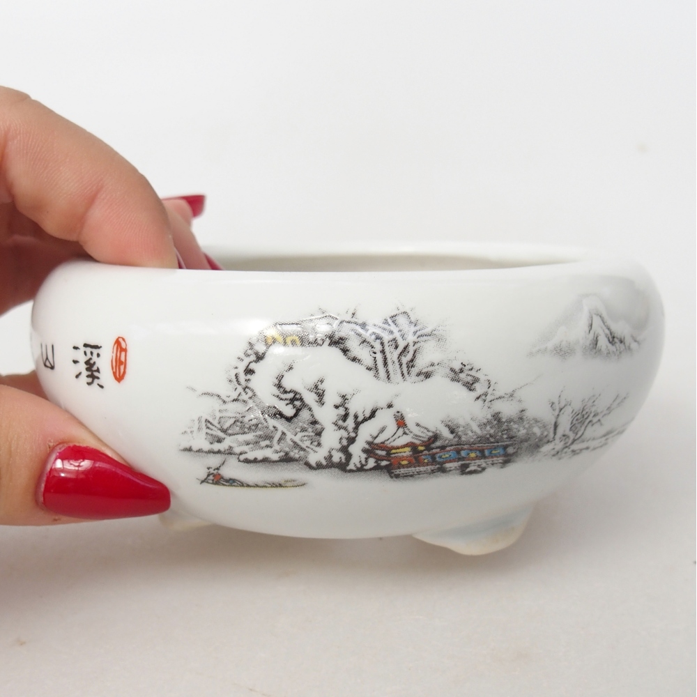 Ciotola per bonsai in ceramica 10 x 10 x 5 cm, colore bianco