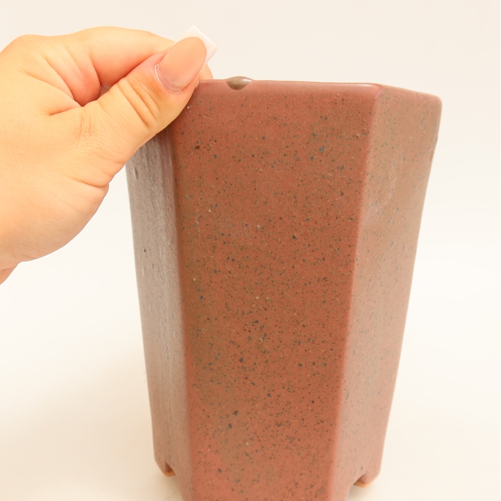 Vaso da bonsai in ceramica 13 x 12 x 17 cm, colore rosa