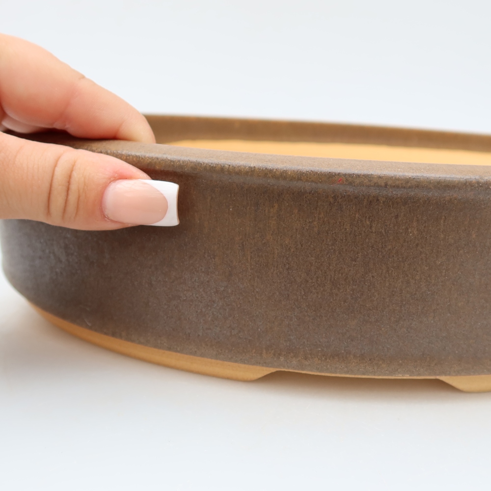 Vaso per bonsai in ceramica 29 x 29 x 6,5 cm, colore marrone