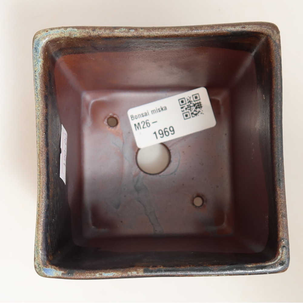 Vaso da bonsai in ceramica 9 x 9 x 8,5 cm, colore verde-marrone