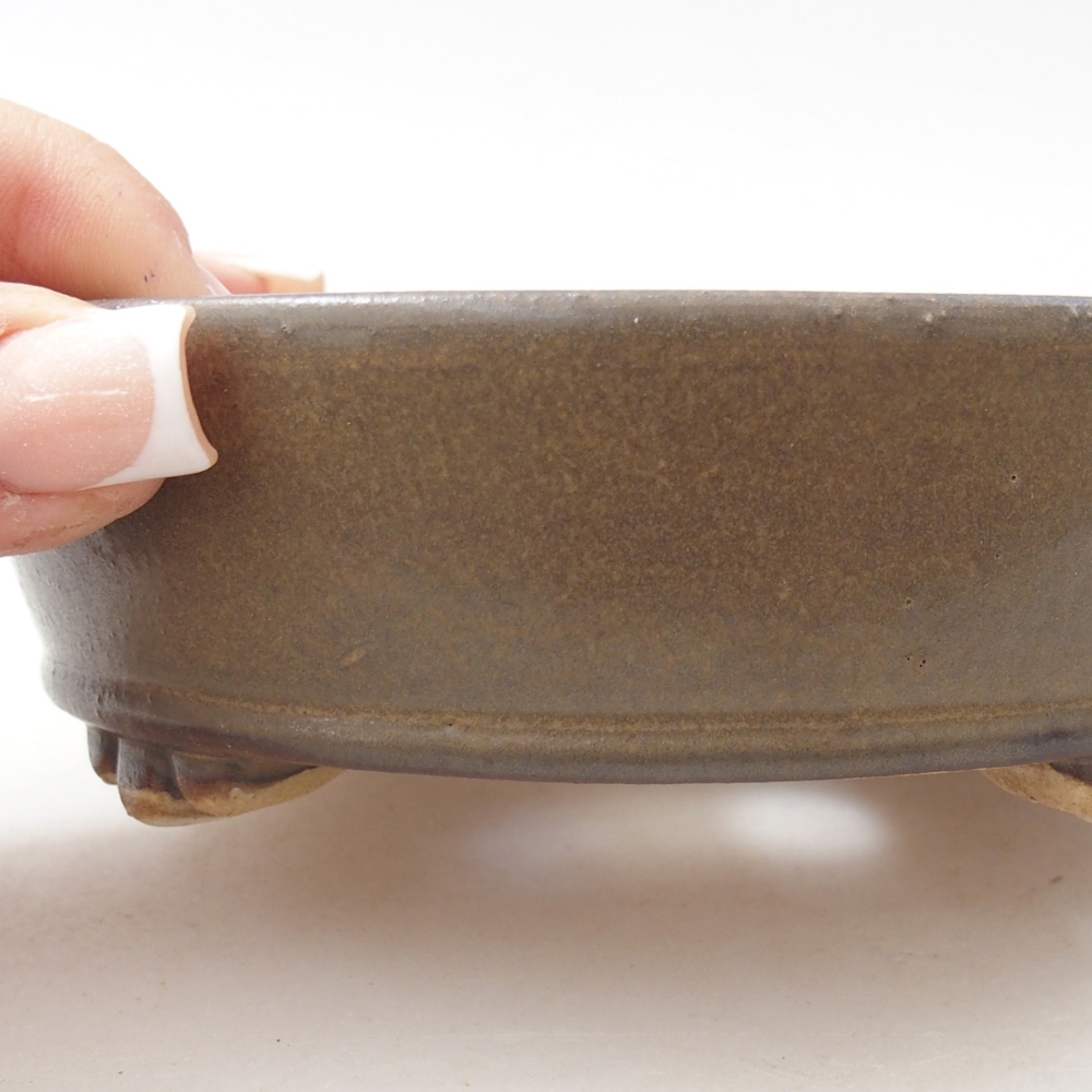 Ciotola per bonsai in ceramica 13,5 x 13,5 x 4 cm, marrone