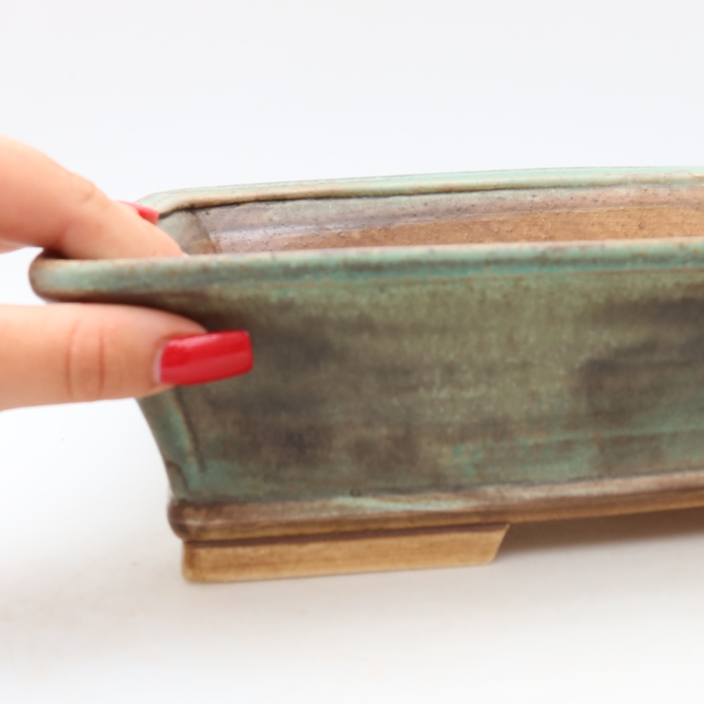 Vaso da bonsai in ceramica 29,5 x 24 x 8 cm, colore verde