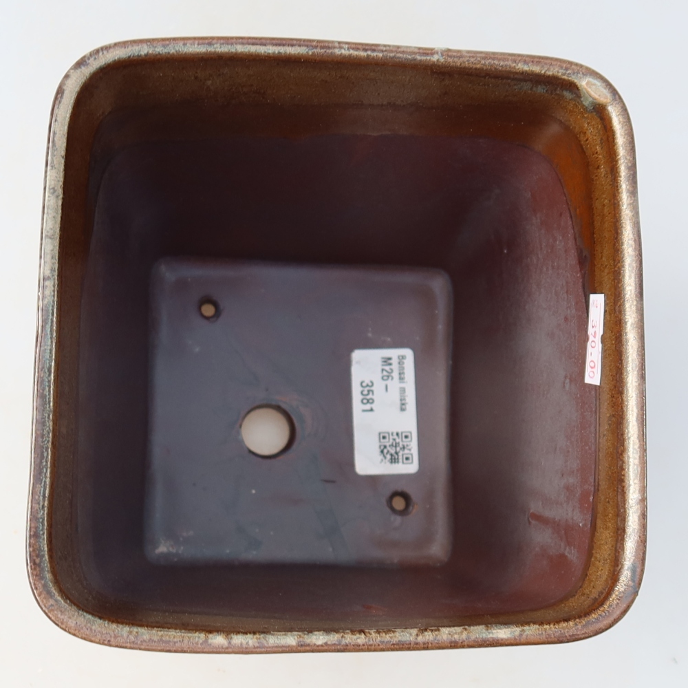 Vaso da bonsai in ceramica 13,5 x 13,5 x 15 cm, colore marrone