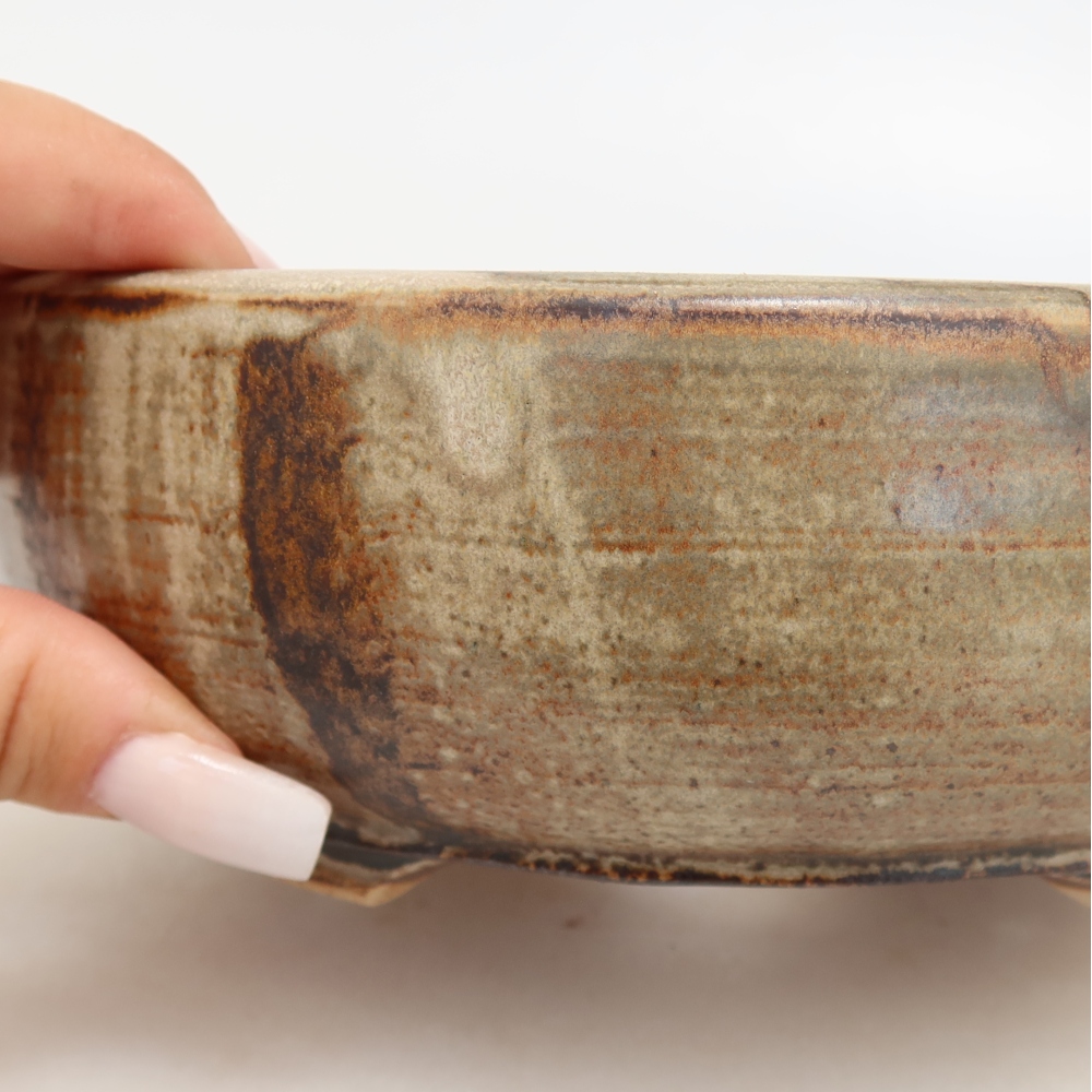 Vaso da bonsai in ceramica 17,5 x 17,5 x 6 cm, colore marrone