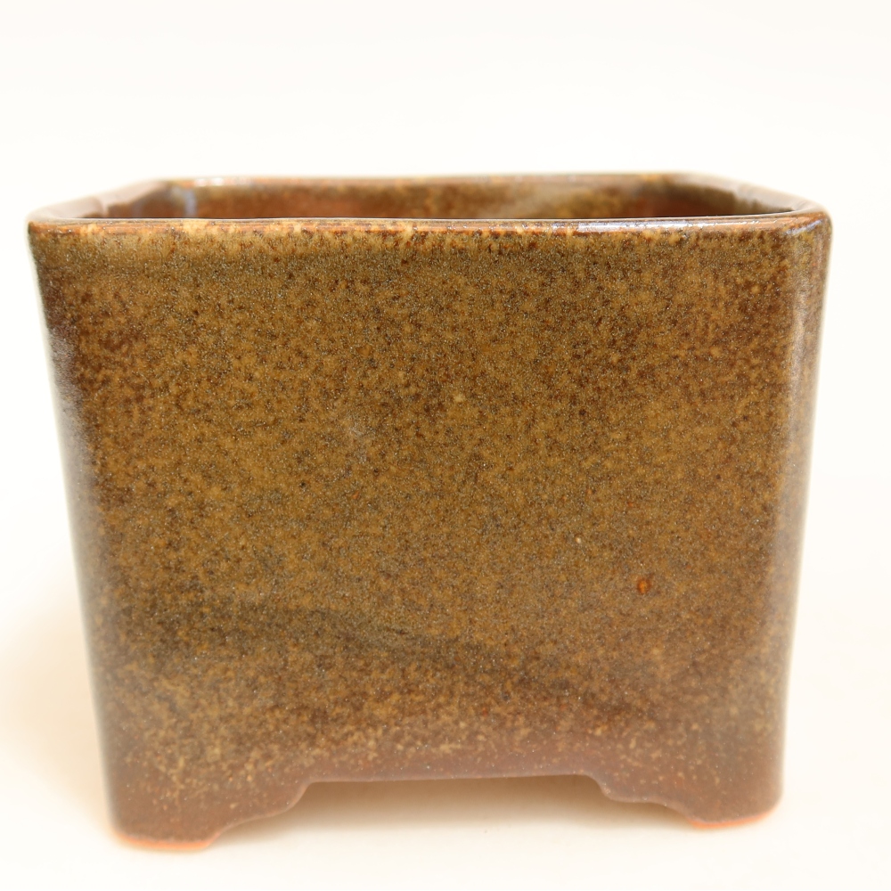 Vaso da bonsai in ceramica 10 x 10 x 8,5 cm, colore marrone