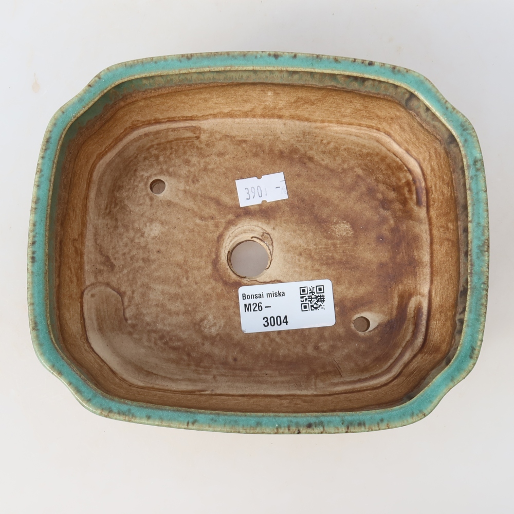 Ciotola per bonsai in ceramica 17,5 x 14,5 x 5 cm, verde