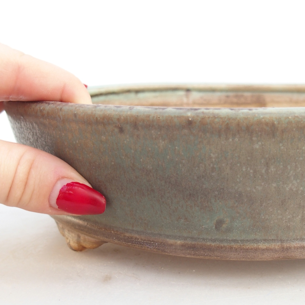 Ciotola per bonsai in ceramica 21,5 x 21,5 x 6 cm, verde