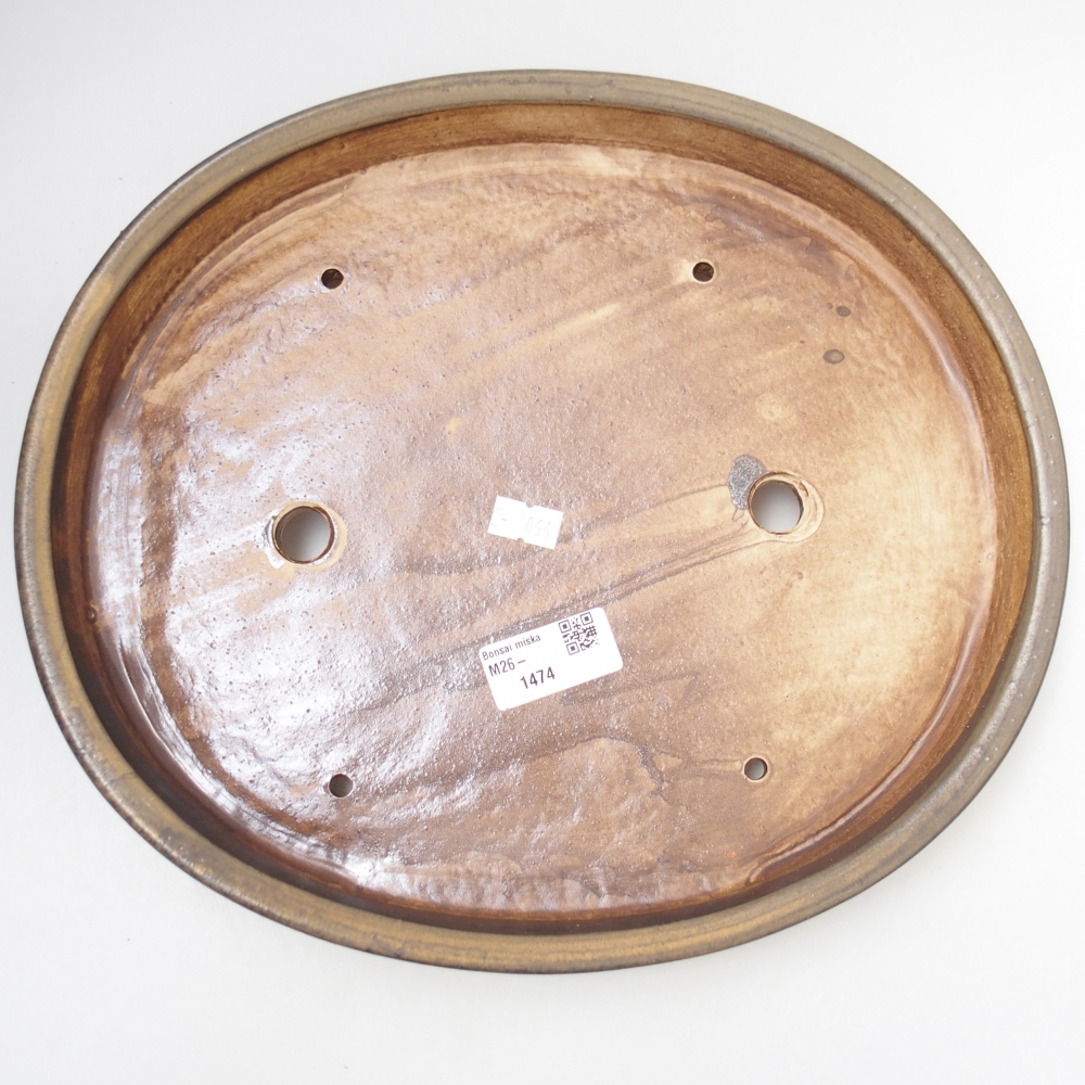 Ciotola per bonsai in ceramica 30 x 26,5 x 4 cm, marrone
