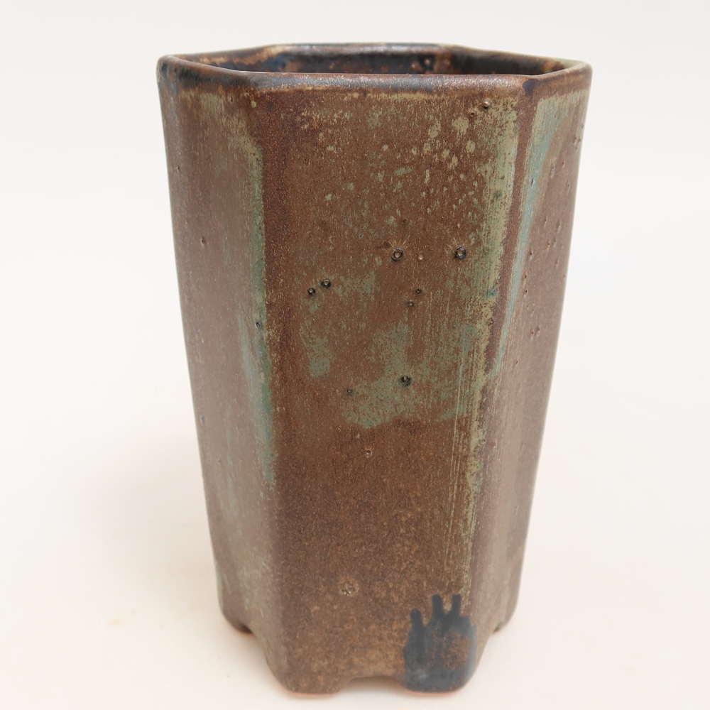 Vaso da bonsai in ceramica 9,5 x 8,5 x 14 cm, colore marrone