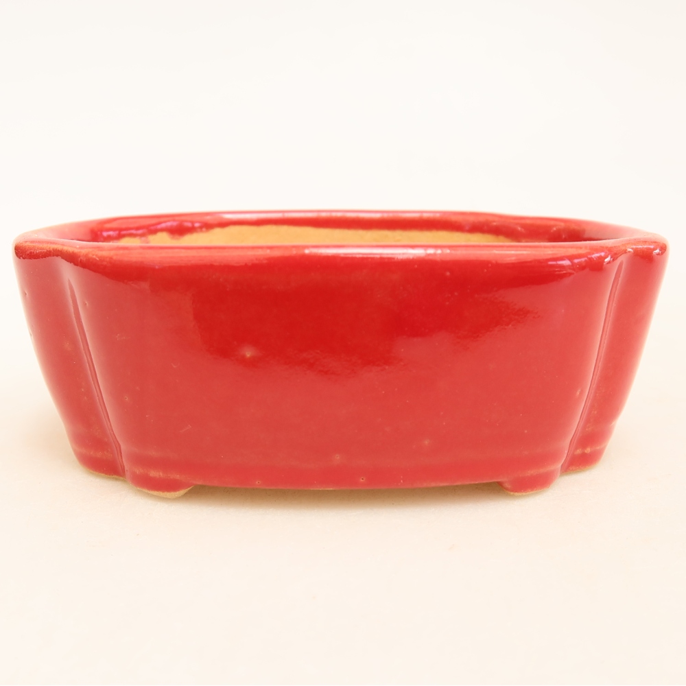 Vaso da bonsai in ceramica 10,5 x 8 x 4 cm, colore rosso